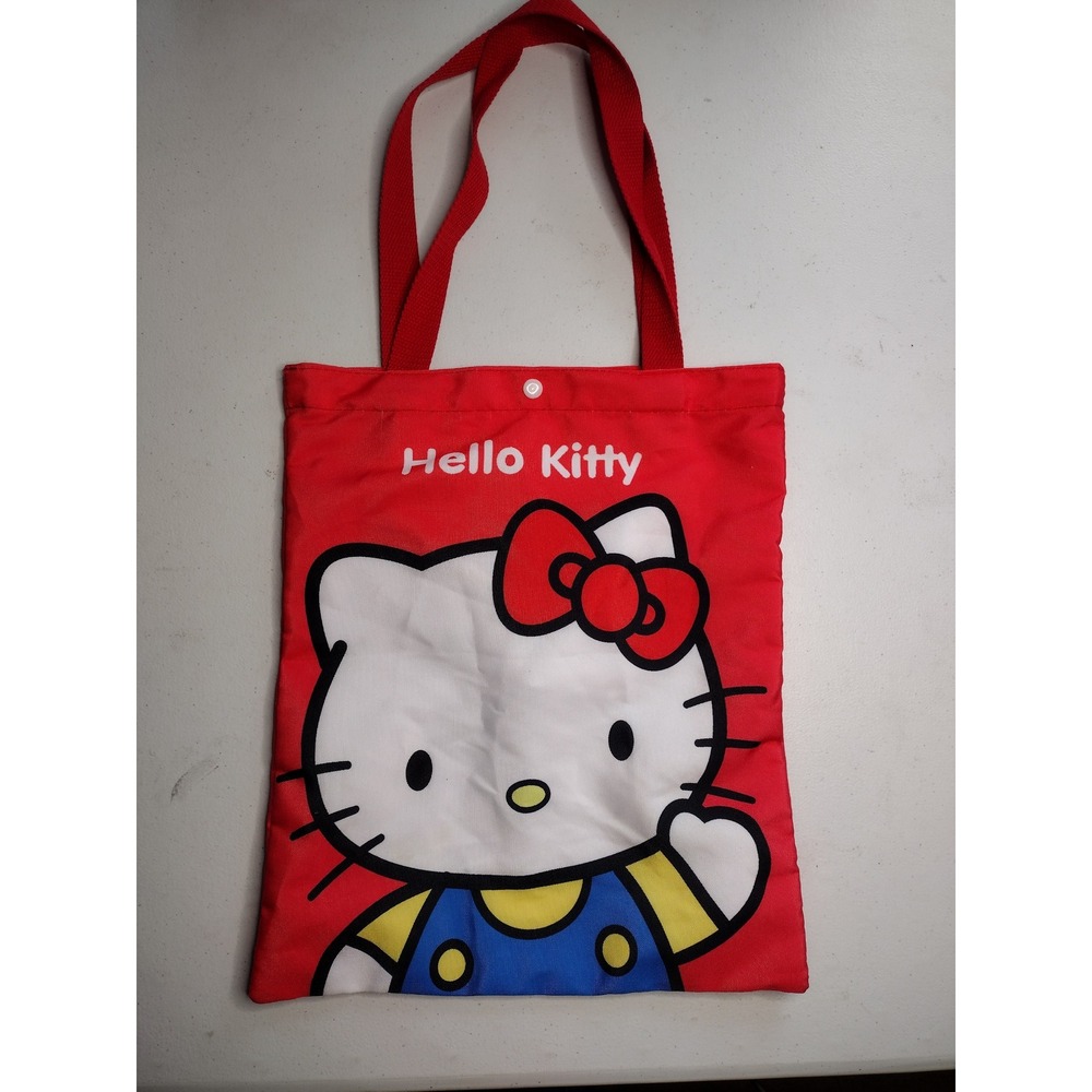 Sanrio Hello Kitty Red Tote Bag Graphic Snap Closure Shoulder Bag 15x12